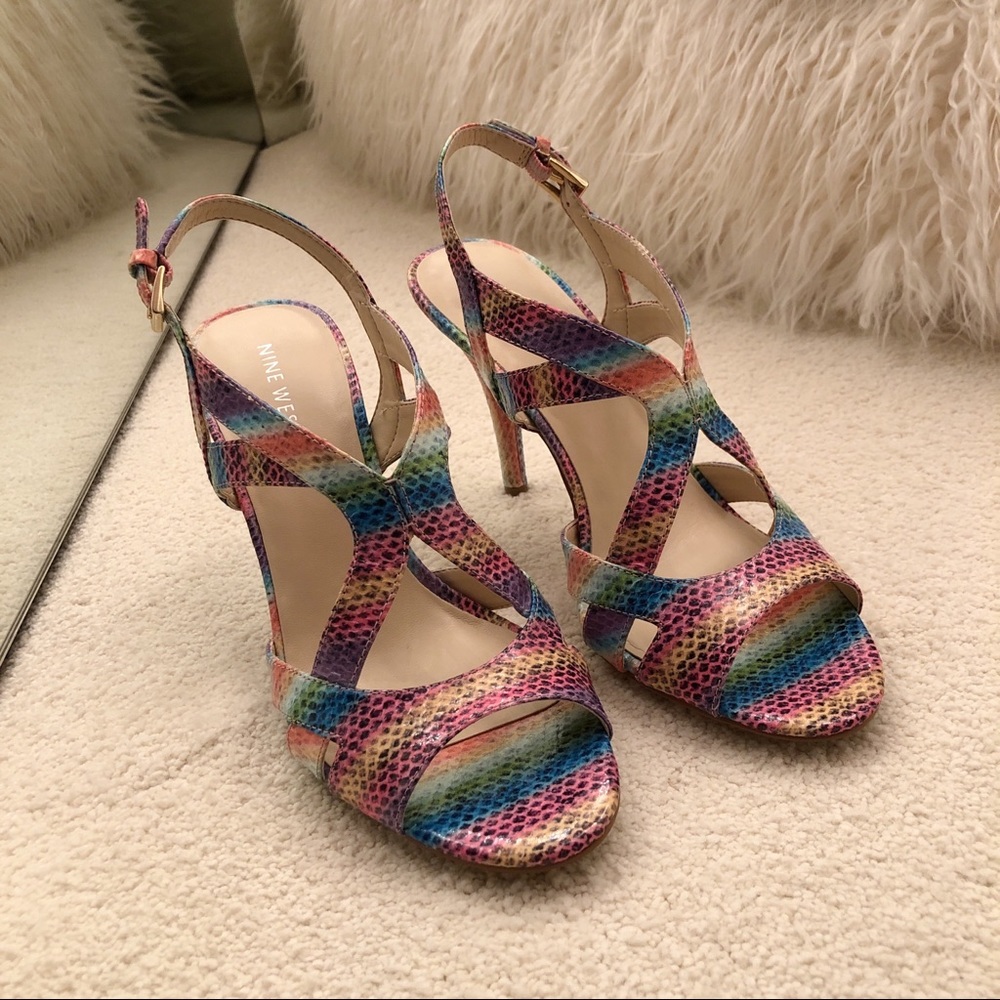Nine West Colorful Snake Print Heels